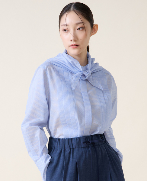 スカーフ付きバンドカラーシャツ 詳細画像 サックス 5