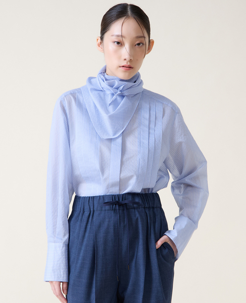 スカーフ付きバンドカラーシャツ 詳細画像 サックス 6