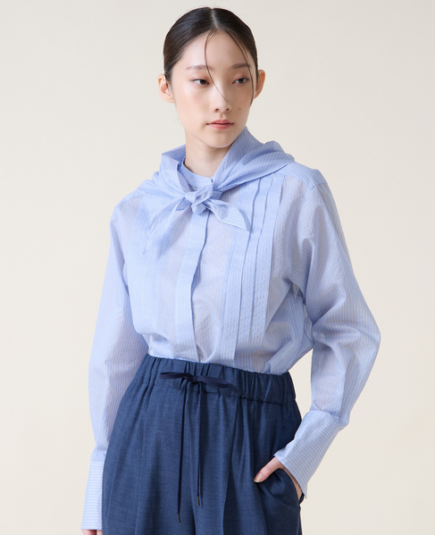 スカーフ付きバンドカラーシャツ 詳細画像 サックス 7