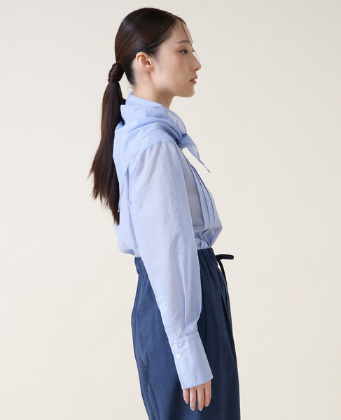 スカーフ付きバンドカラーシャツ 詳細画像 サックス 8