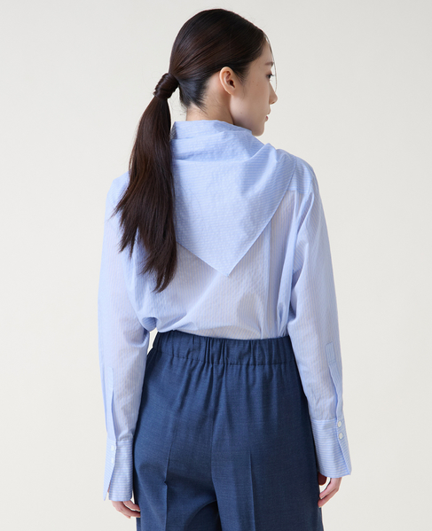 スカーフ付きバンドカラーシャツ 詳細画像 サックス 9