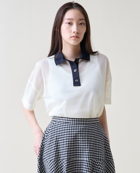メッシュポロトップス 詳細画像 アイボリー 2