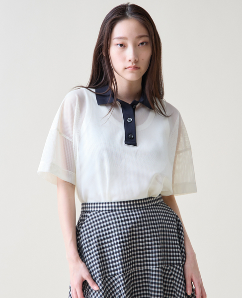 メッシュポロトップス 詳細画像 アイボリー 3