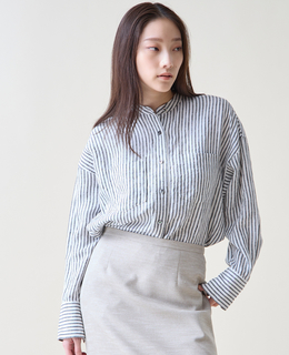 リネンバンドカラーシャツ