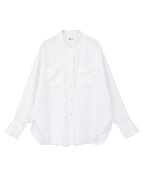 リネンバンドカラーシャツ 詳細画像 ホワイト 3