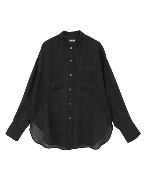 リネンバンドカラーシャツ 詳細画像 ブラック 1