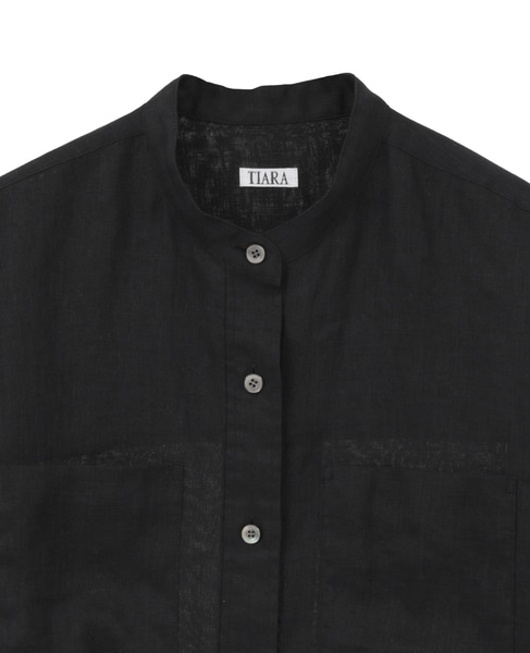 リネンバンドカラーシャツ 詳細画像 ブラック 3