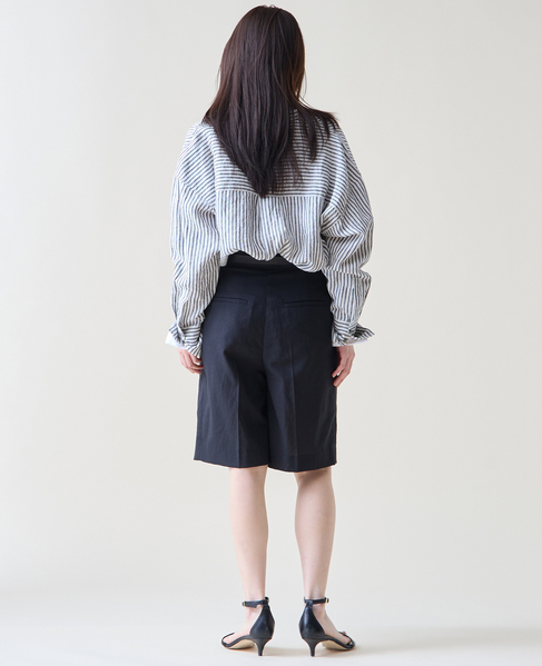 リネンバンドカラーシャツ 詳細画像 ホワイト&times;ブルー 10