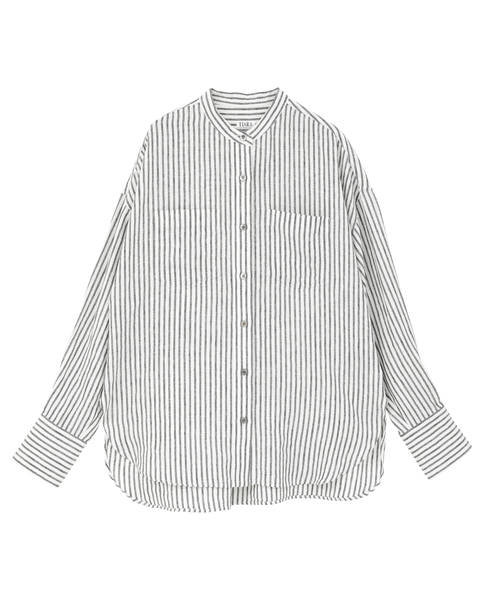 リネンバンドカラーシャツ 詳細画像 ホワイト×ブルー 11