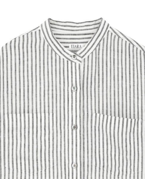 リネンバンドカラーシャツ 詳細画像 ホワイト×ブルー 13