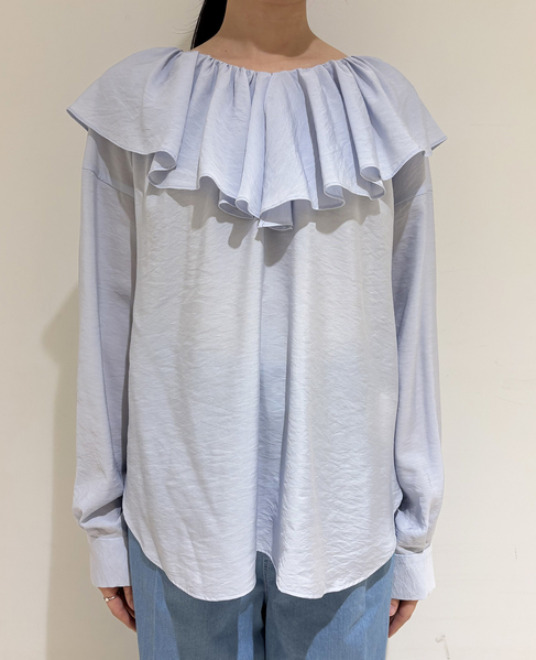 フリルギャザーブラウス 詳細画像 サックス 2