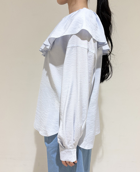 フリルギャザーブラウス 詳細画像 サックス 3