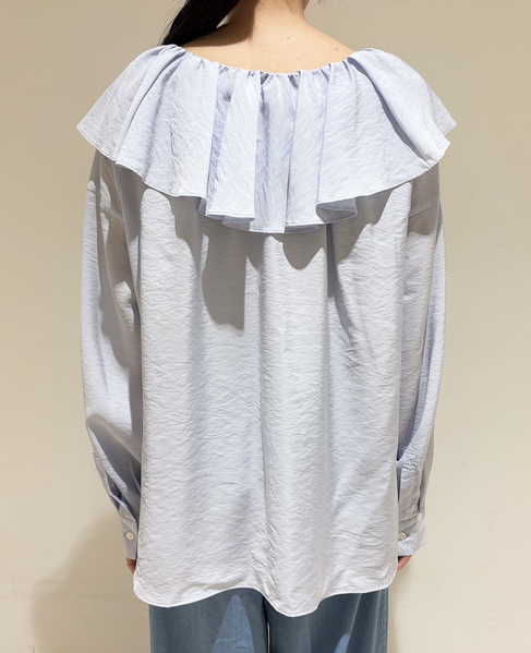 フリルギャザーブラウス 詳細画像 サックス 4