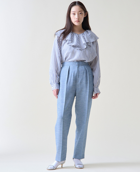 フリルギャザーブラウス 詳細画像 ネイビーストライプ 2