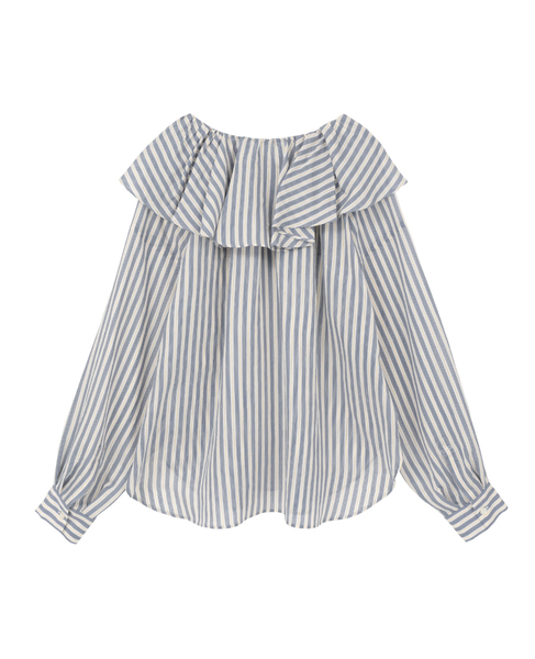 フリルギャザーブラウス 詳細画像 ネイビーストライプ 6