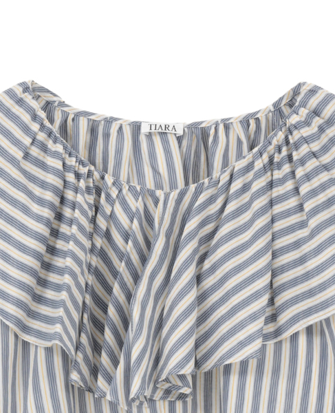 フリルギャザーブラウス 詳細画像 ネイビーストライプ 7