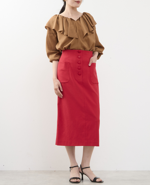 フリルギャザーブラウス 詳細画像 キャメル 3