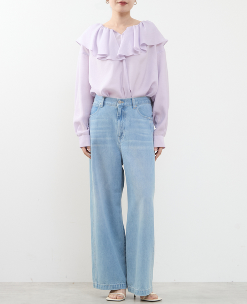 フリルギャザーブラウス 詳細画像 パープル 5