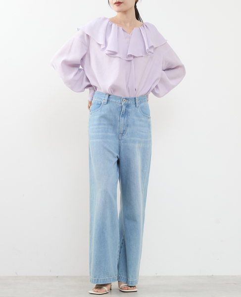 フリルギャザーブラウス 詳細画像 パープル 6