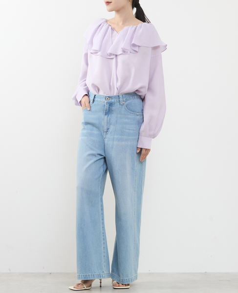 フリルギャザーブラウス 詳細画像 パープル 7