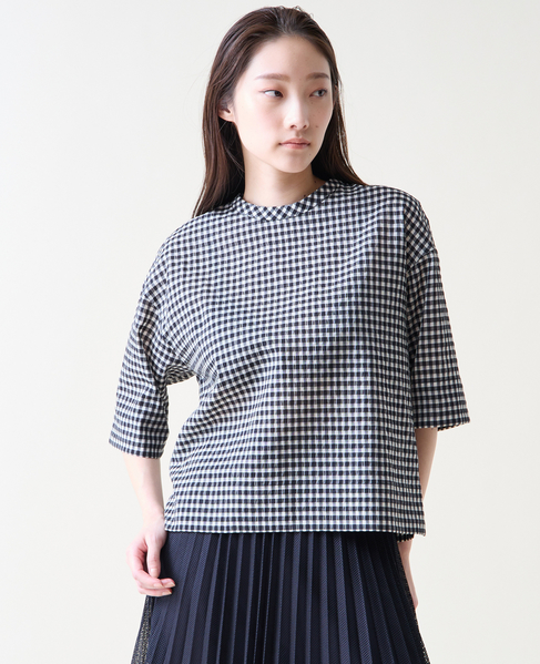 ギンガムチェックTブラウス 詳細画像 ホワイト&times;ブラック 1
