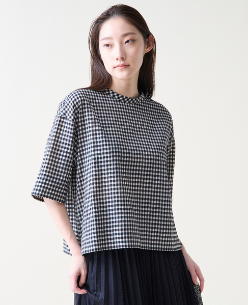 ギンガムチェックTブラウス 詳細画像 ホワイト&times;ブラック 2