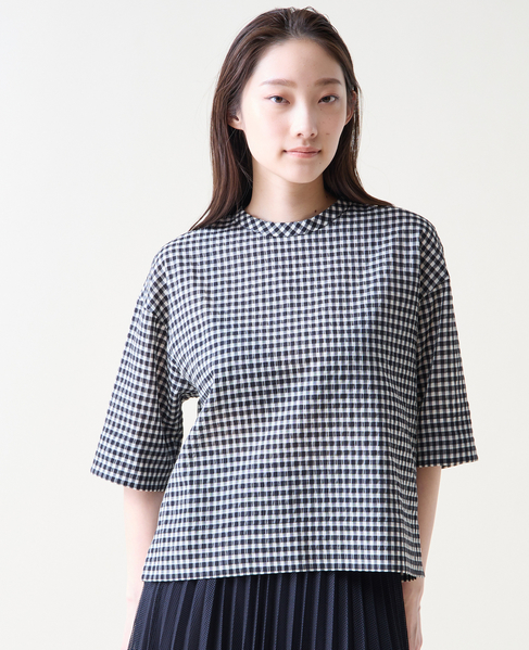 ギンガムチェックTブラウス 詳細画像 ホワイト&times;ブラック 3