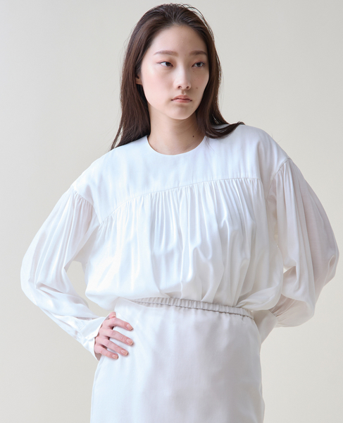 ギャザースキッパーブラウス 詳細画像 ホワイト 1