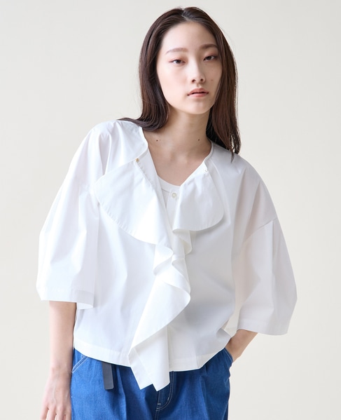 フリルスキッパーブラウス 詳細画像 ホワイト 1