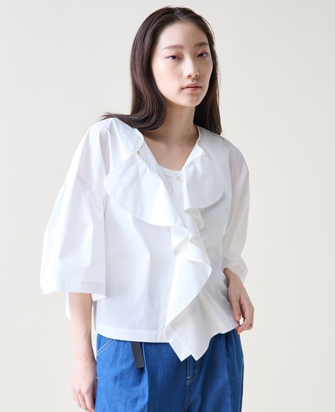 フリルスキッパーブラウス 詳細画像 ホワイト 2