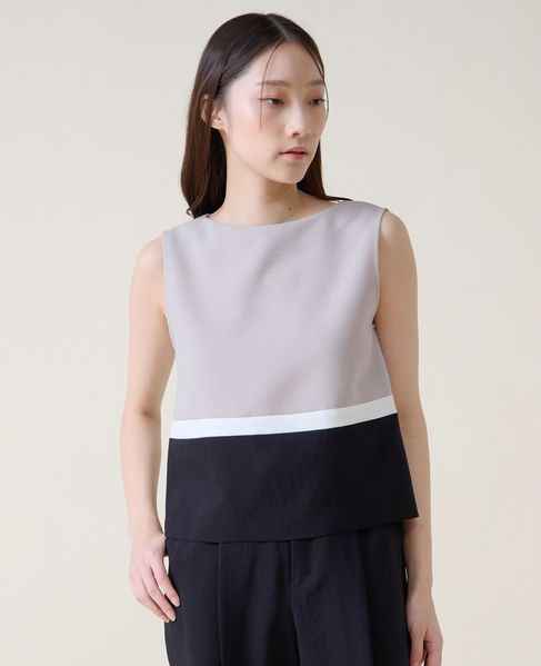 カラーブロックブラウス 詳細画像 グレージュ 2