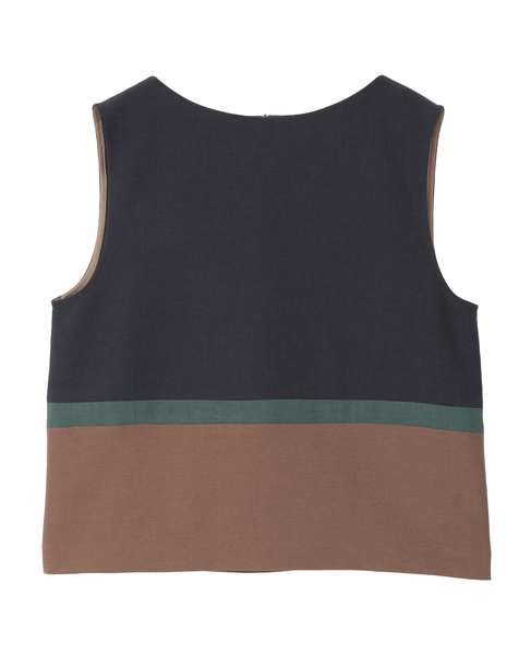 カラーブロックブラウス 詳細画像 ネイビー 1