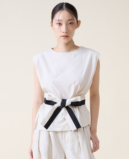 リボンベルトブラウス