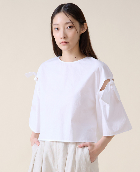 リボントリミングブラウス 詳細画像 ホワイト 1