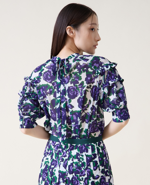 オールドローズプリントヨークフリルブラウス 詳細画像 オフホワイト 3