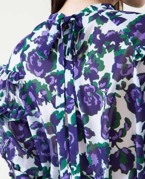 オールドローズプリントヨークフリルブラウス 詳細画像 オフホワイト 4