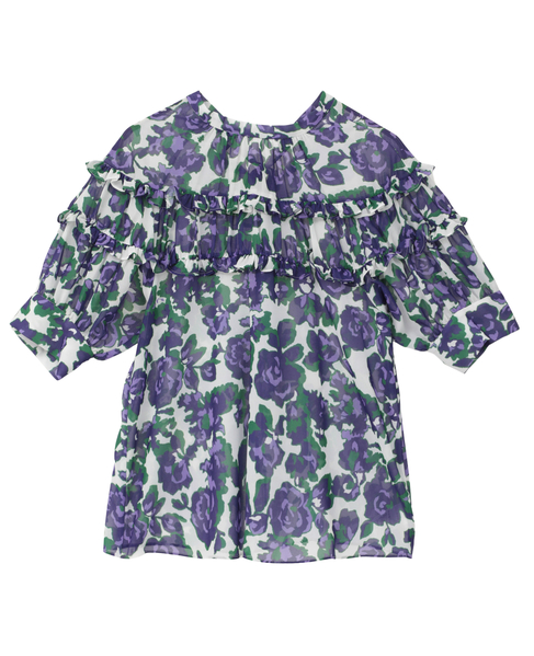 オールドローズプリントヨークフリルブラウス 詳細画像 オフホワイト 8