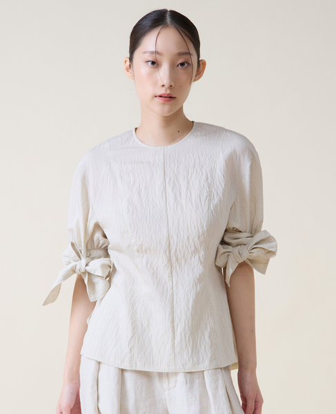 リボンスリーブブラウス 詳細画像 アイボリー 2