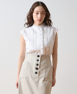 ピンタックレースフリルブラウス