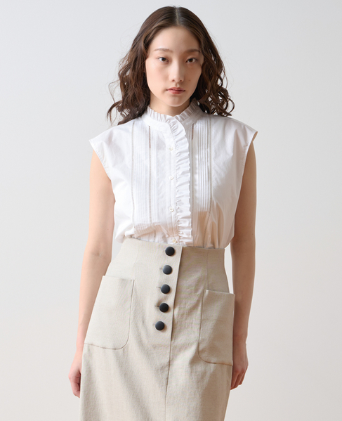 ピンタックレースフリルブラウス 詳細画像 ホワイト 1