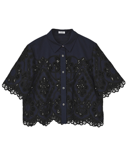 カットワークレースショートスリーブシャツ