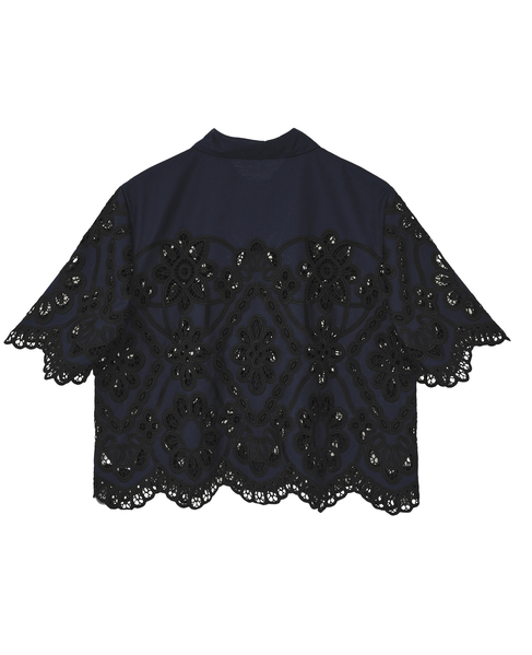 カットワークレースショートスリーブシャツ 詳細画像 ネイビー 2