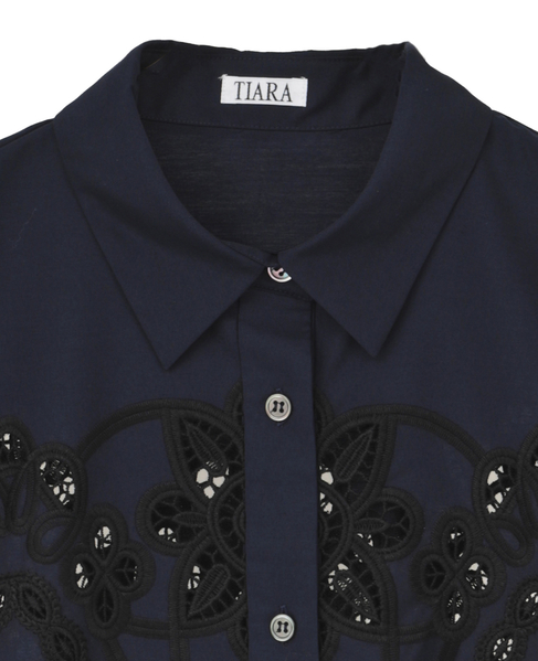 カットワークレースショートスリーブシャツ 詳細画像 ネイビー 3