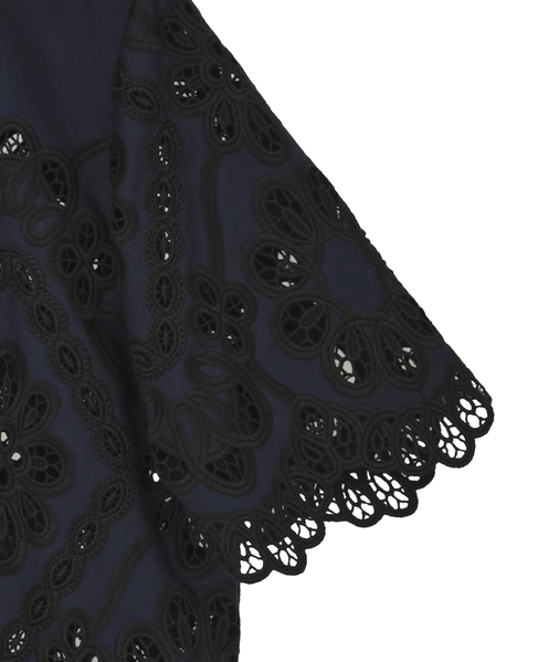 カットワークレースショートスリーブシャツ 詳細画像 ネイビー 4