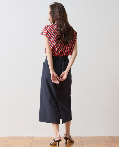 トリコロールプリントフレンチスリーブブラウス 詳細画像 レッド 4