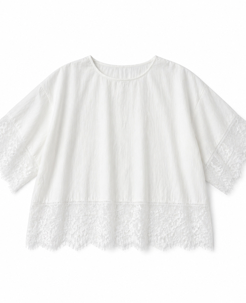 レースヘムTブラウス 詳細画像 ホワイト 1