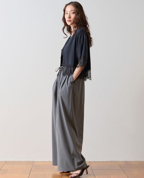 レースヘムTブラウス 詳細画像 ネイビー 5