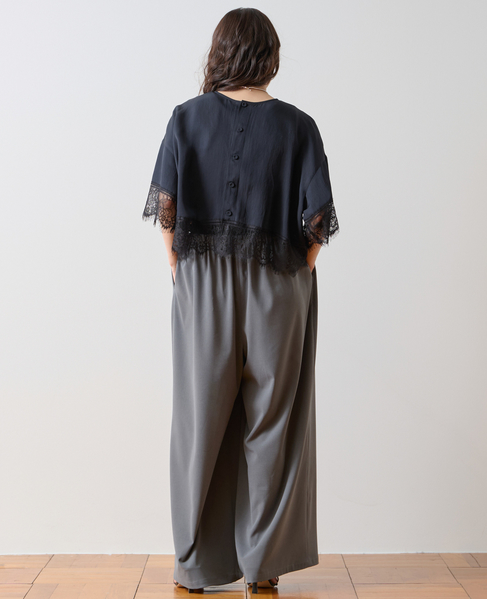 レースヘムTブラウス 詳細画像 ネイビー 7