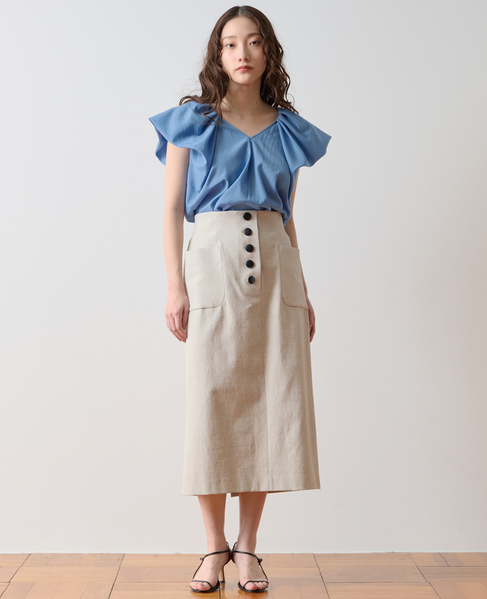 バルーンスリーブブラウス 詳細画像 ブルー 2