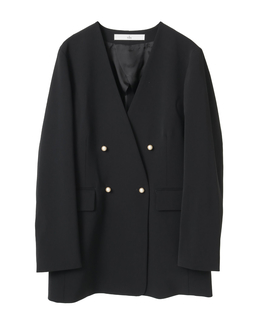 ノーカラーダブルジャケット